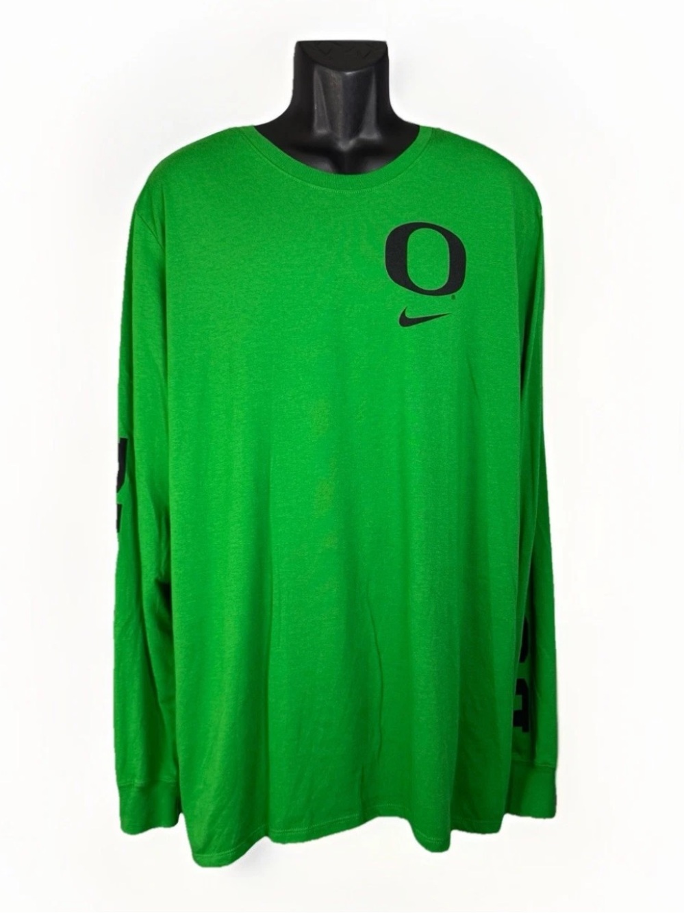 Nike Oregon Ducks Team Issued Long Sleeve Double Sleeve-Hit Green Shirt Men 2XL